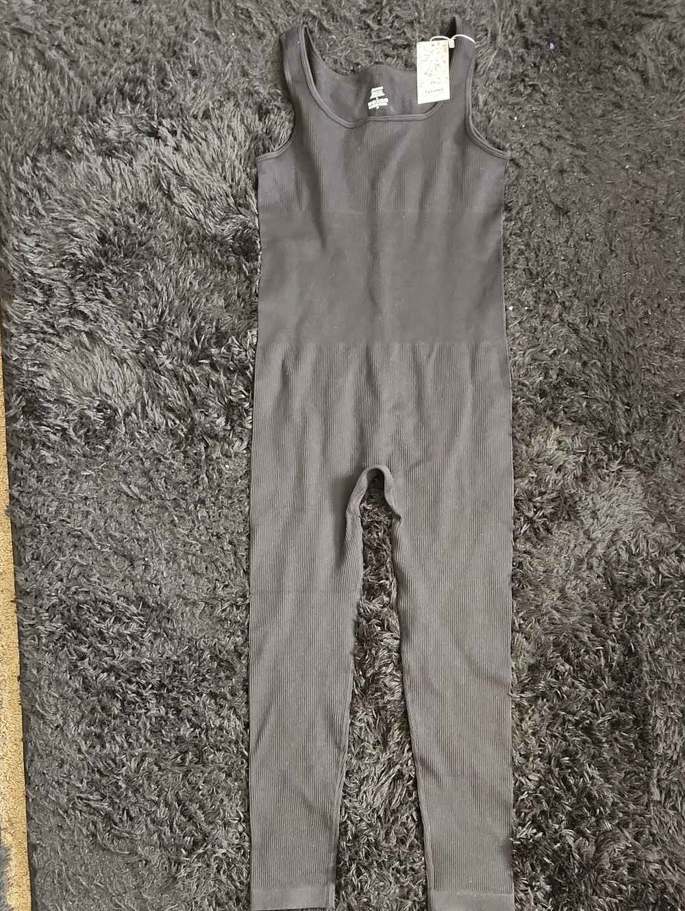 Womens' Black Ribbed Tank Jumpsuit - Automet Brand